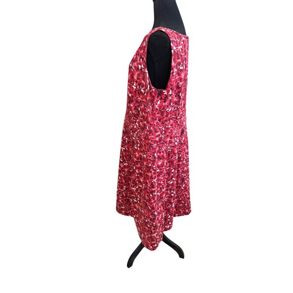 Talbots Red Floral Sleeveless Dress 14W Cotton/Spandex Pockets Boho Cottage Core - Picture 5 of 12
